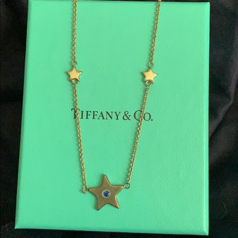 Tiffany & Co Sterling Sapphire Star Necklace
